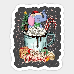 Elephant Christmas Drink Sticker